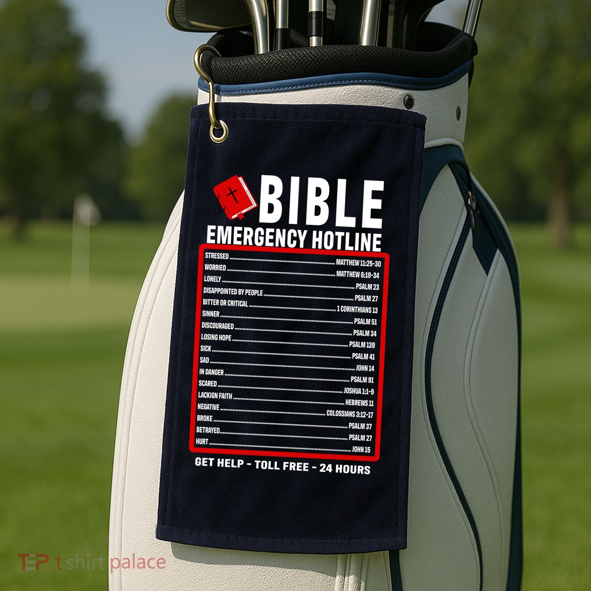 Bible Emergency Numbers Funny Christian Bible & Jesus Quotes Golf Towel