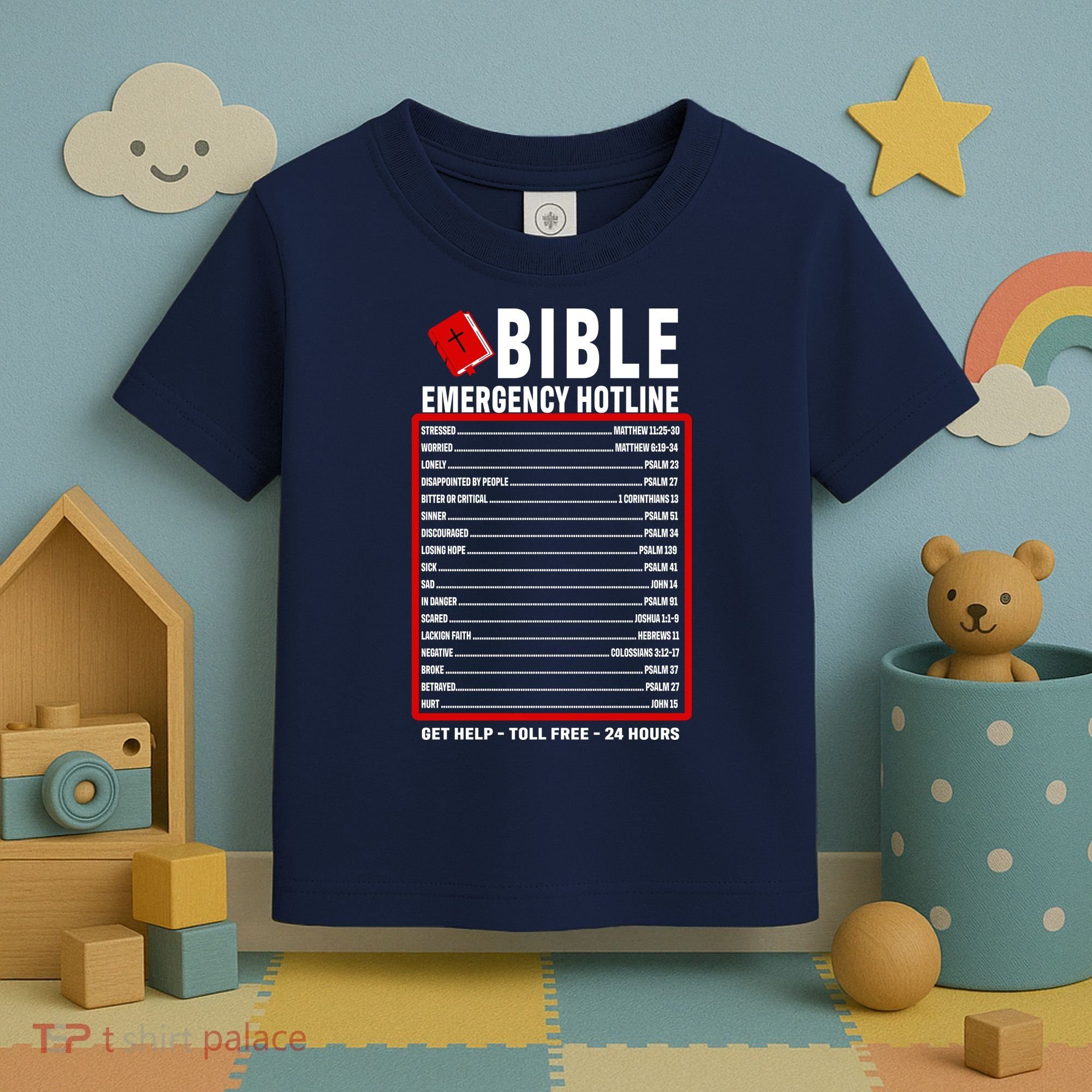 Bible Emergency Numbers Funny Christian Bible & Jesus Quotes Toddler T-Shirt