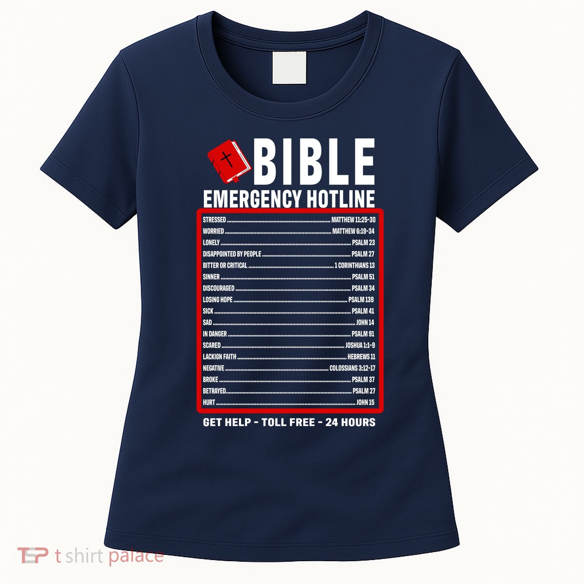 Bible Emergency Numbers Funny Christian Bible & Jesus Quotes Women's T-Shirt
