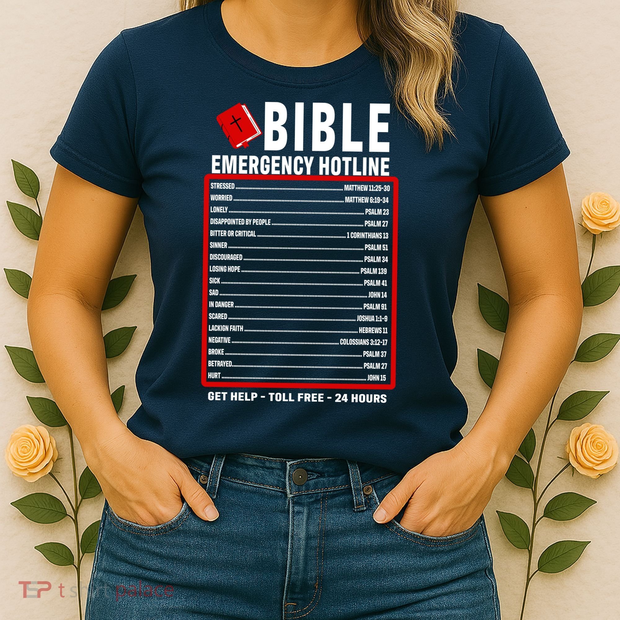 Bible Emergency Numbers Funny Christian Bible & Jesus Quotes Women's T-Shirt