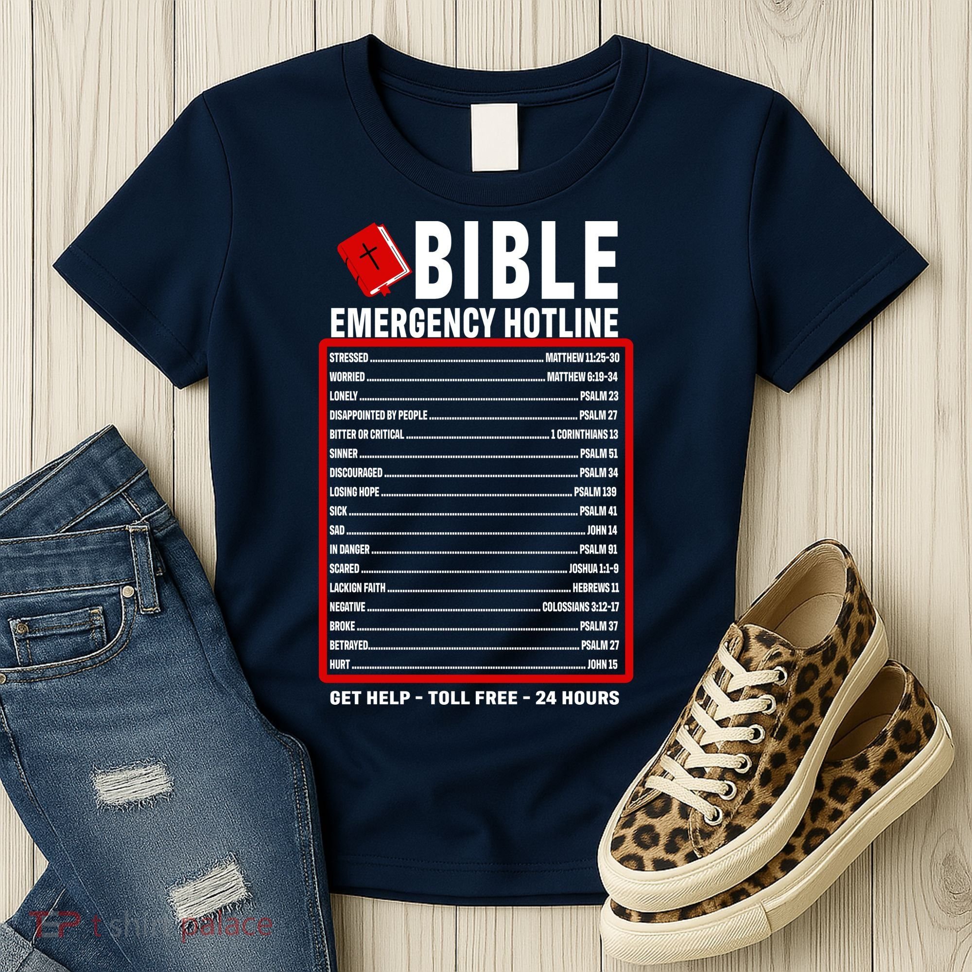 Bible Emergency Numbers Funny Christian Bible & Jesus Quotes Women's T-Shirt
