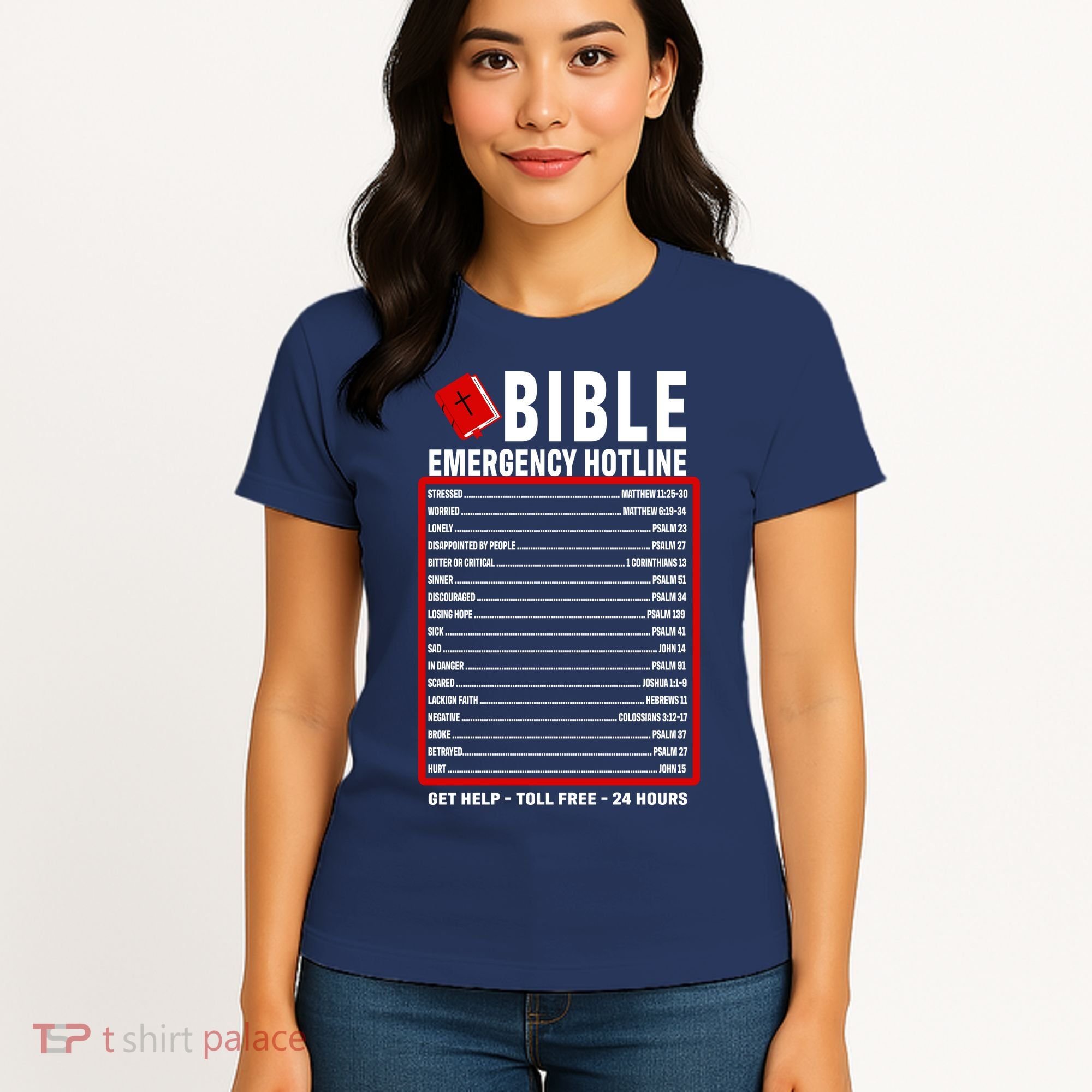 Bible Emergency Numbers Funny Christian Bible & Jesus Quotes Women's T-Shirt