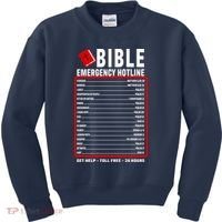 Bible Emergency Numbers Funny Christian Bible & Jesus Quotes Kids Sweatshirt thumb 0