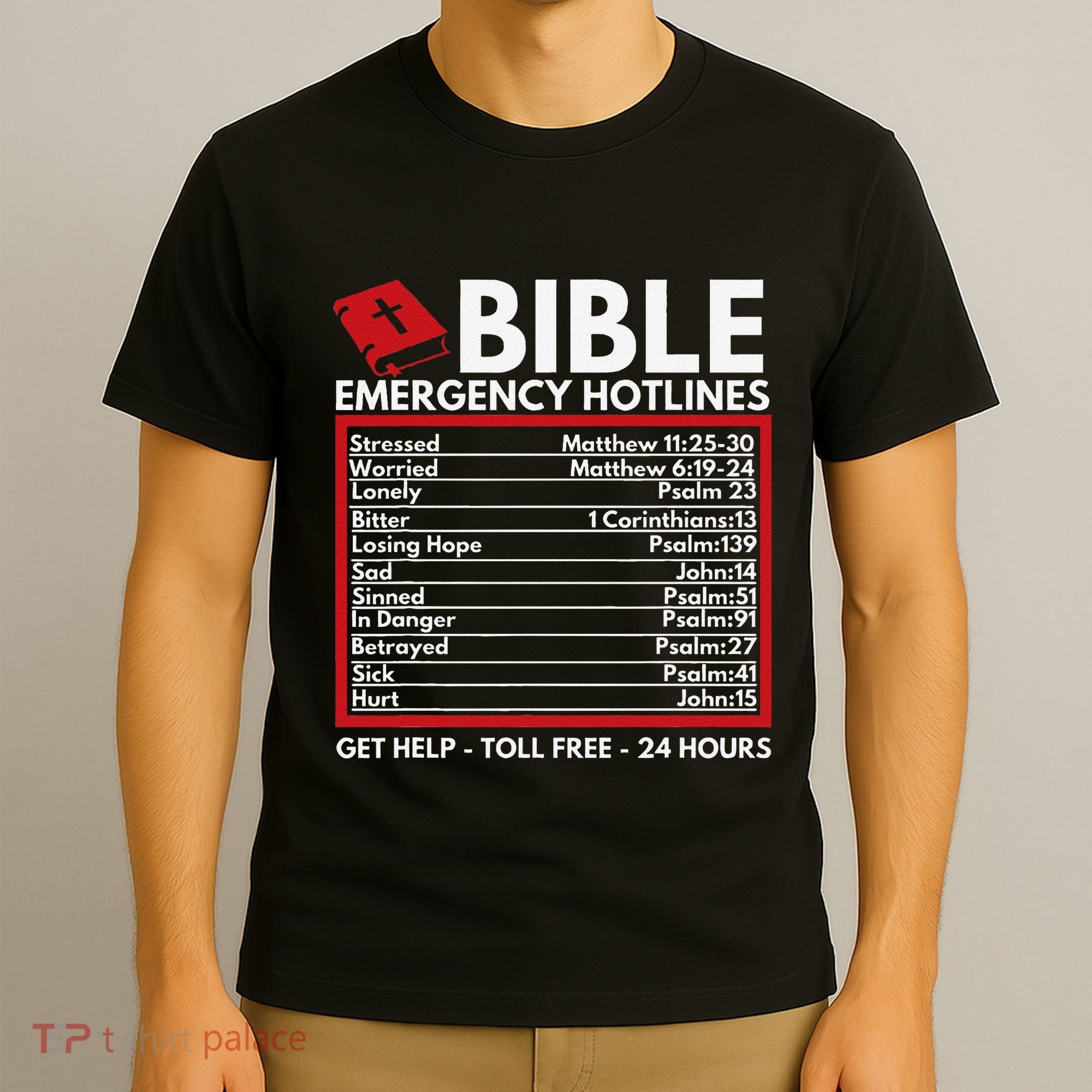Bible Emergency Numbers Funny Christian Bible & Jesus T-Shirt