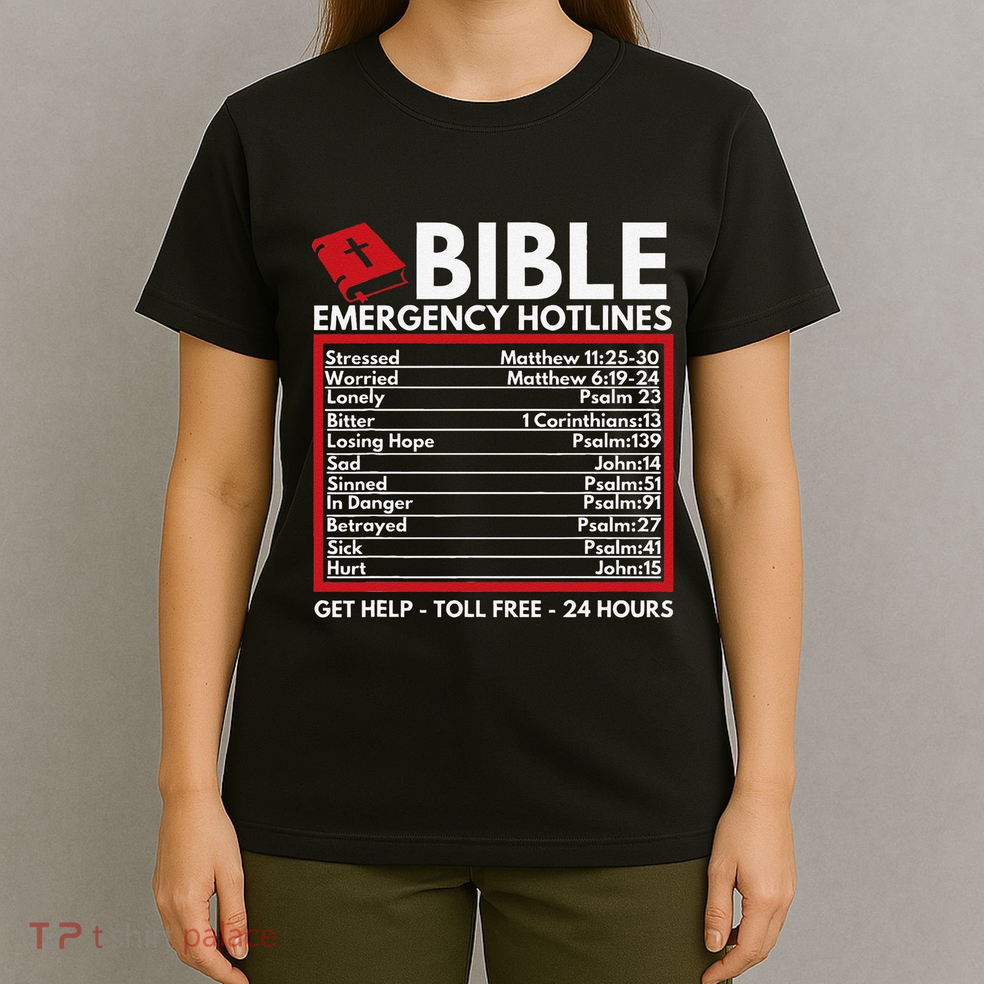 Bible Emergency Numbers Funny Christian Bible & Jesus T-Shirt