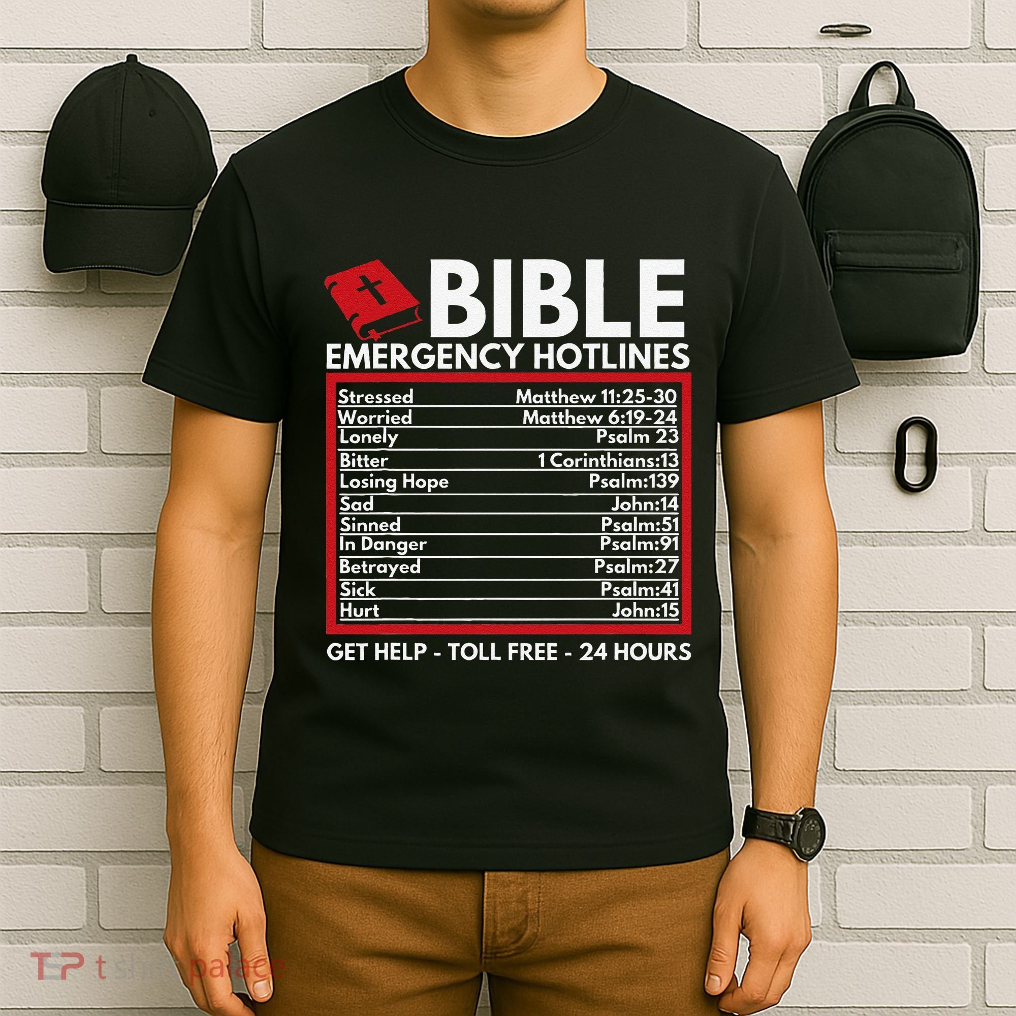 Bible Emergency Numbers Funny Christian Bible & Jesus T-Shirt