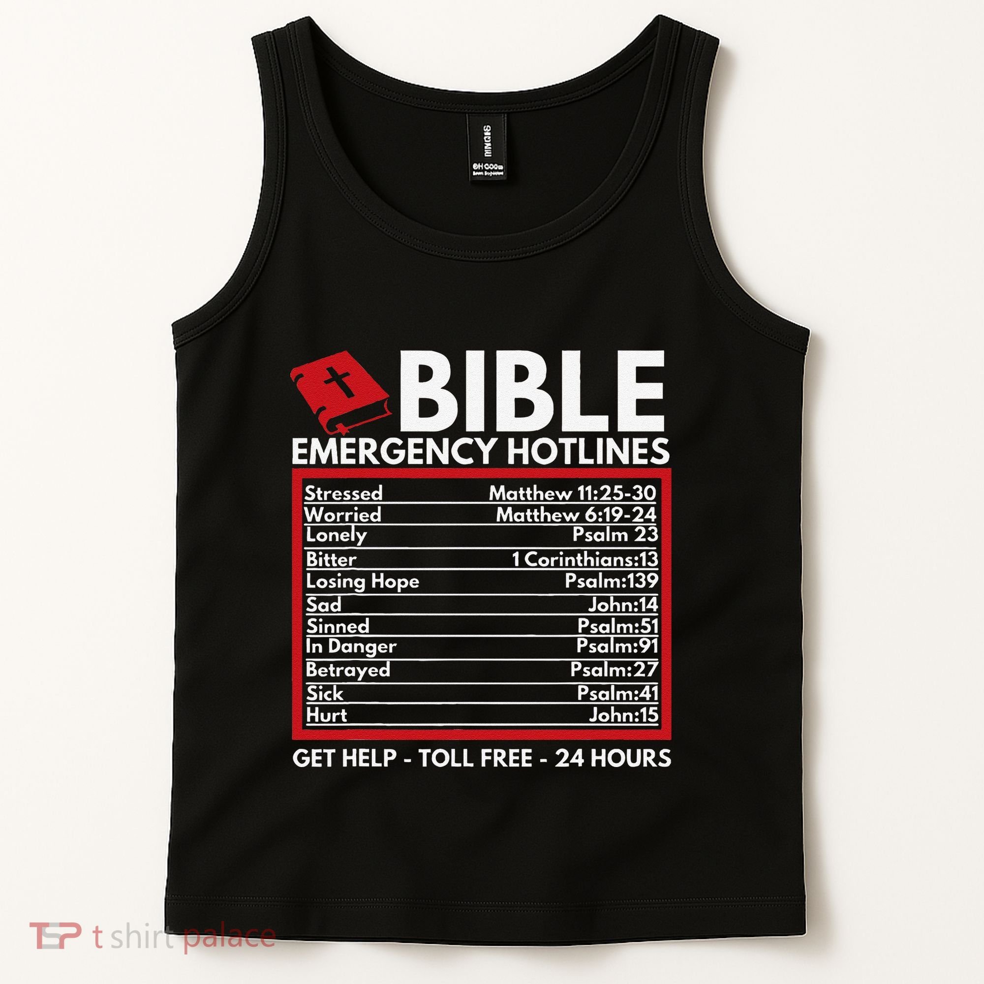 Bible Emergency Numbers Funny Christian Bible & Jesus Tank Top