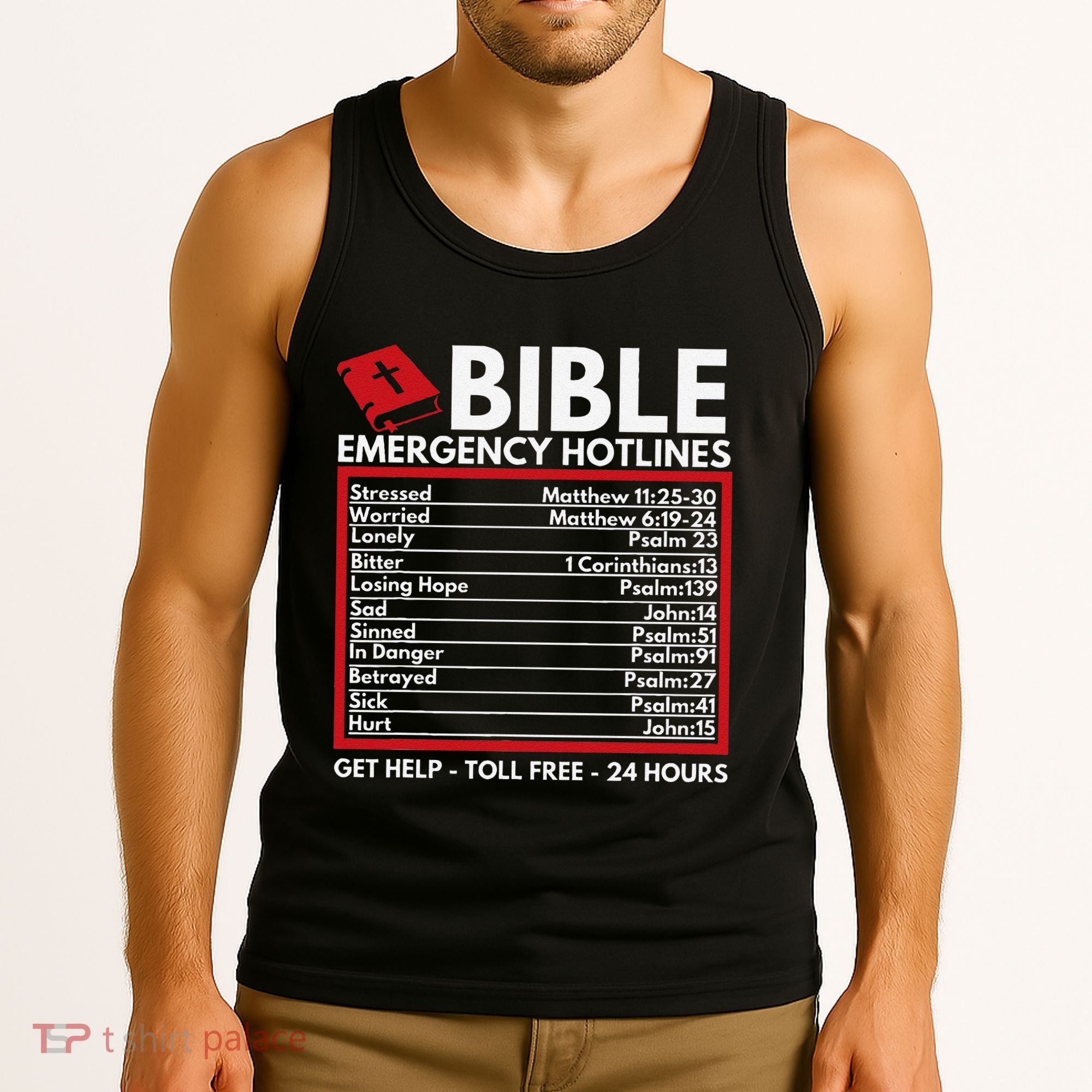 Bible Emergency Numbers Funny Christian Bible & Jesus Tank Top