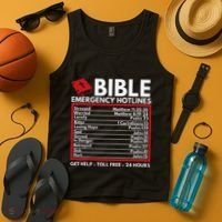 Bible Emergency Numbers Funny Christian Bible & Jesus Tank Top thumb 4