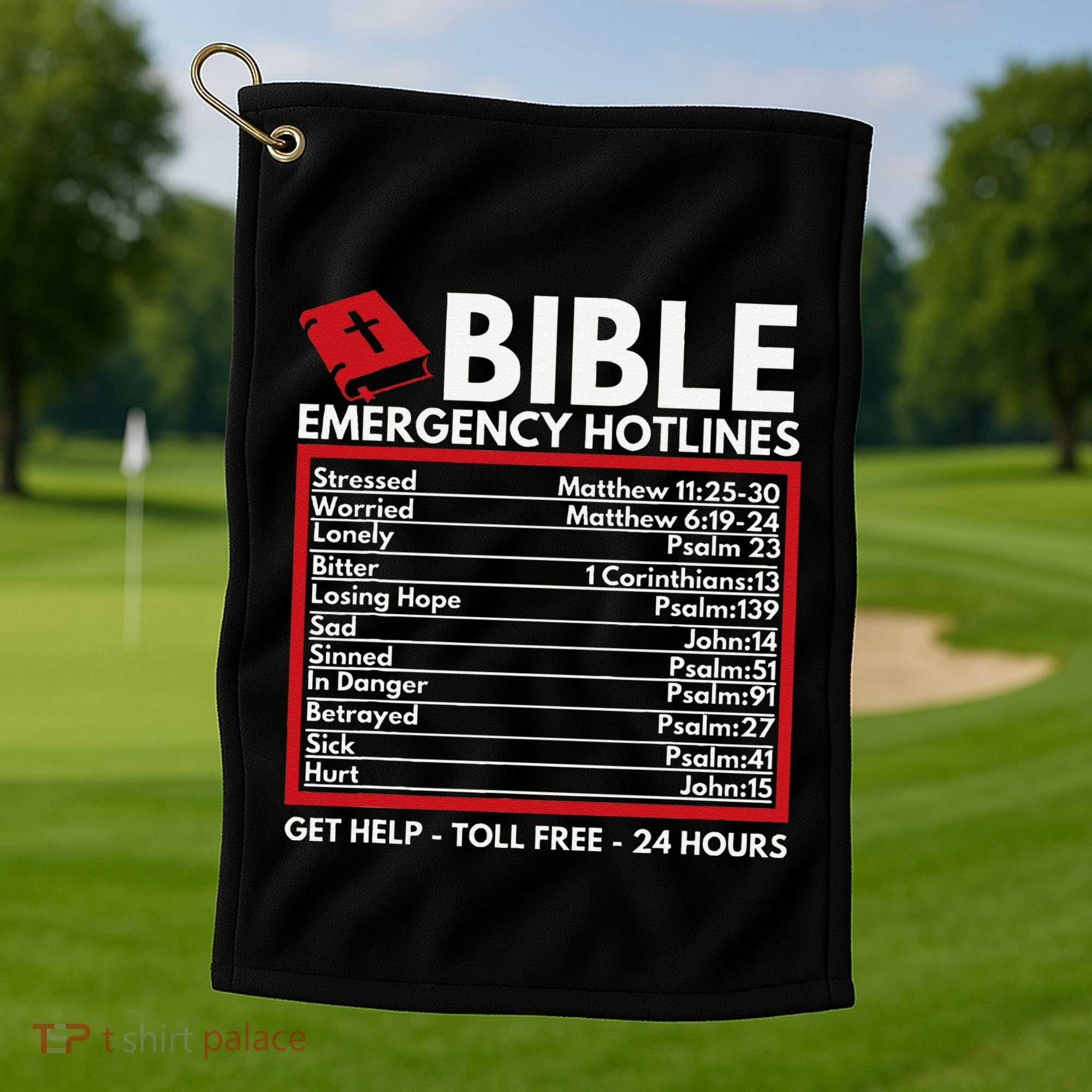 Bible Emergency Numbers Funny Christian Bible & Jesus Golf Towel