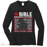 Bible Emergency Numbers Funny Christian Bible & Jesus Women's Long Sleeve Shirt thumb 0