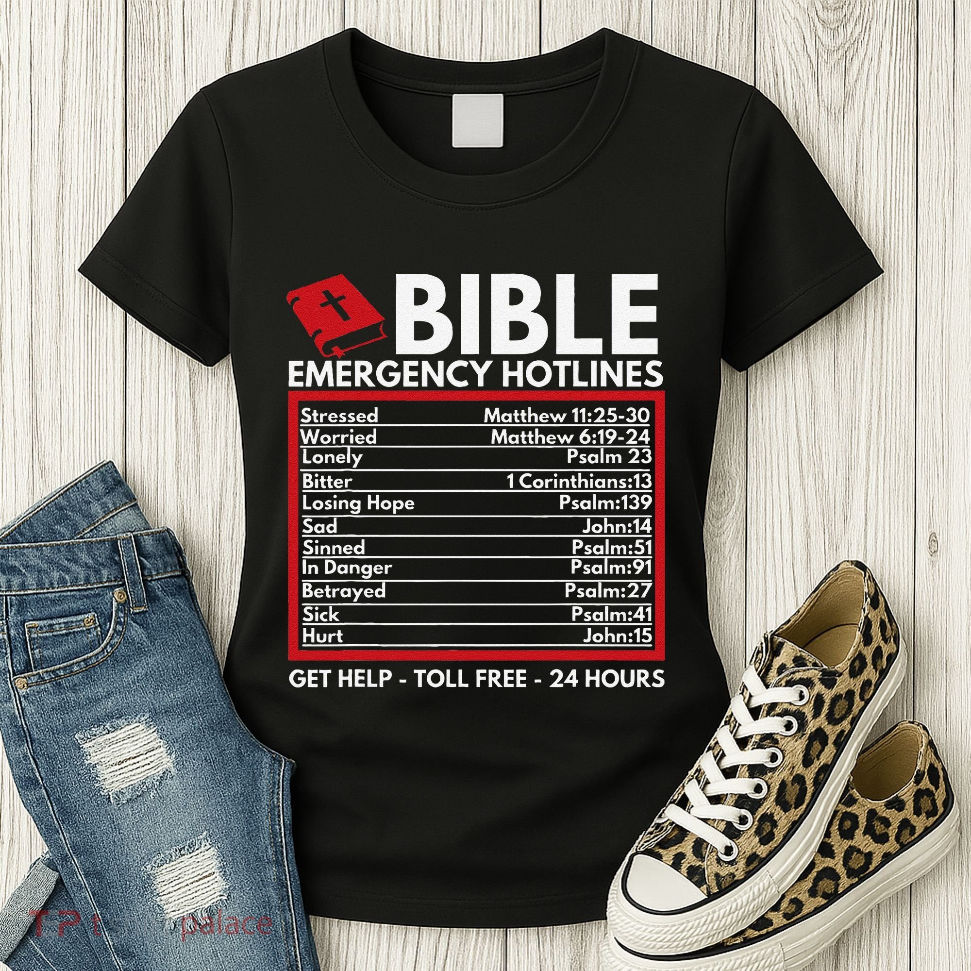 Bible Emergency Numbers Funny Christian Bible & Jesus Women's T-Shirt