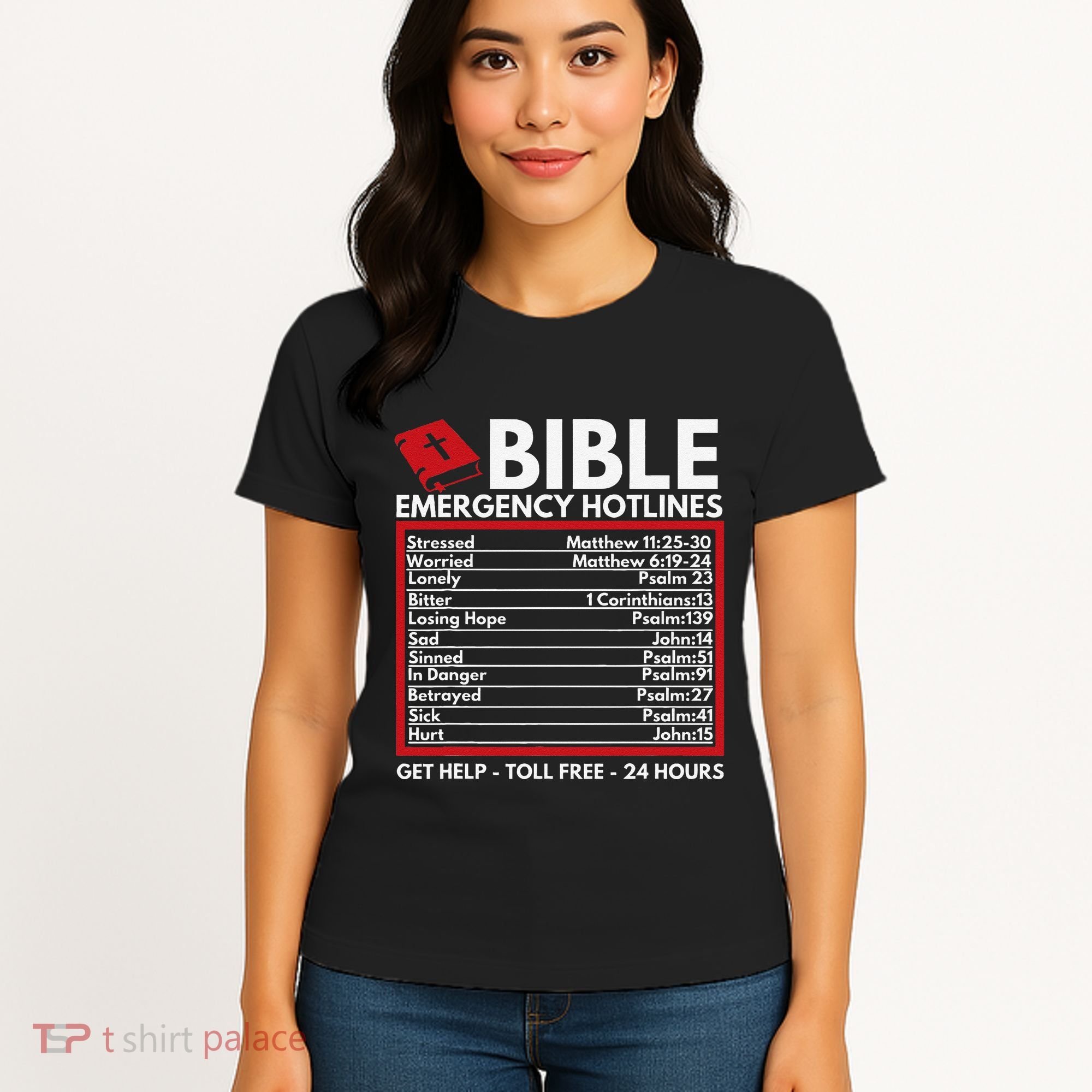 Bible Emergency Numbers Funny Christian Bible & Jesus Women's T-Shirt
