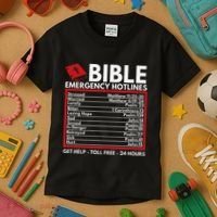 Bible Emergency Numbers Funny Christian Bible & Jesus Kids T-Shirt thumb 3
