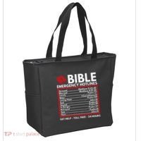 Bible Emergency Numbers Funny Christian Bible & Jesus Tote Bag thumb 2