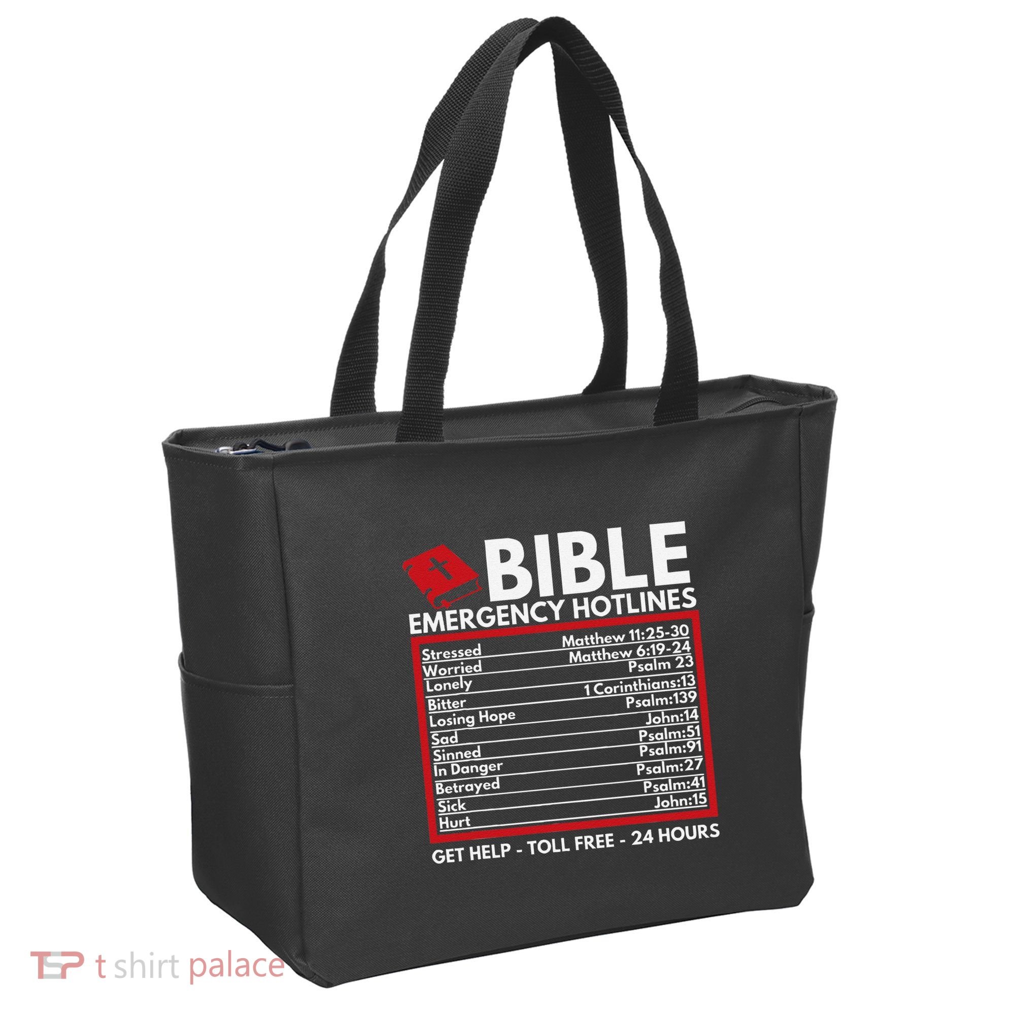 Bible Emergency Numbers Funny Christian Bible & Jesus Tote Bag
