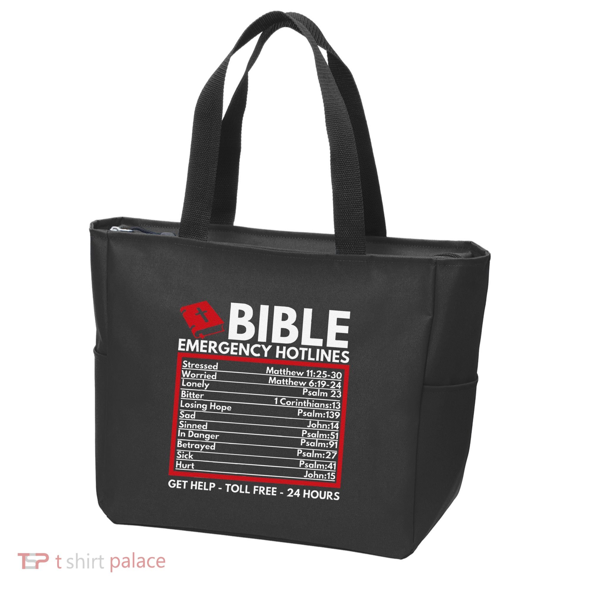 Bible Emergency Numbers Funny Christian Bible & Jesus Tote Bag