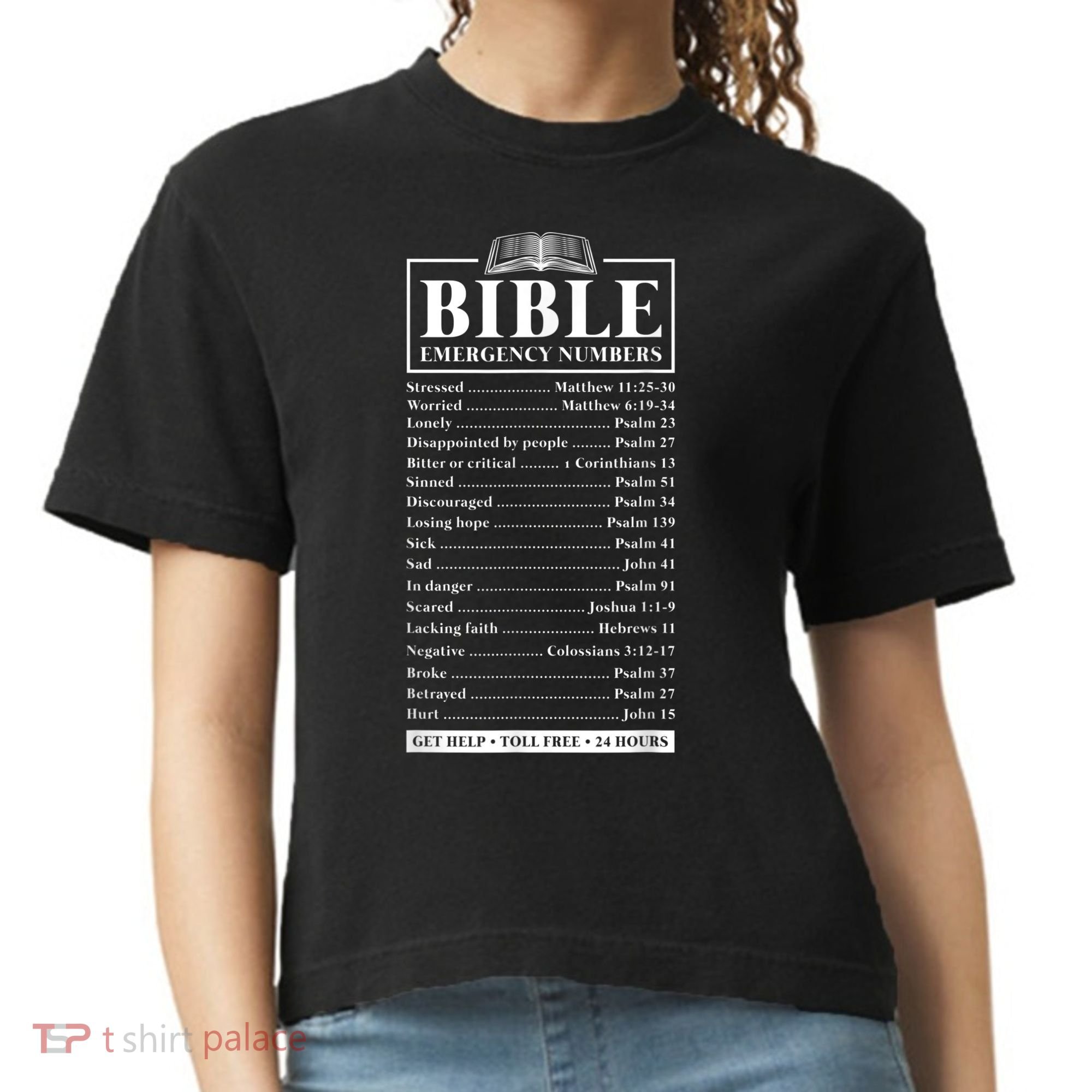 Bible Emergency Numbers Hotline Christian Verses Scriptures Comfort Colors Boxy T-Shirt