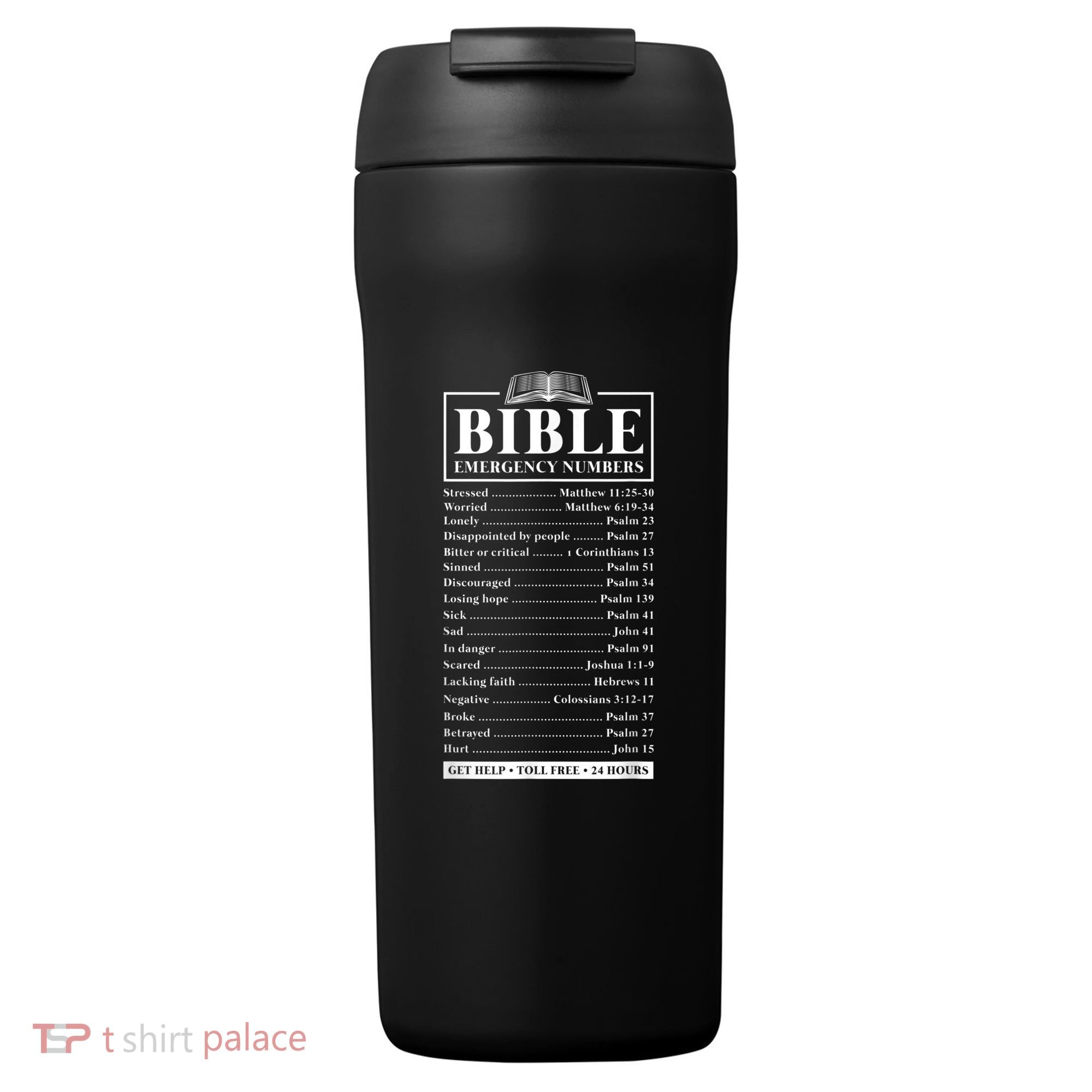 Bible Emergency Numbers Hotline Christian Verses Scriptures 24oz Duet Stainless Steel Tumbler
