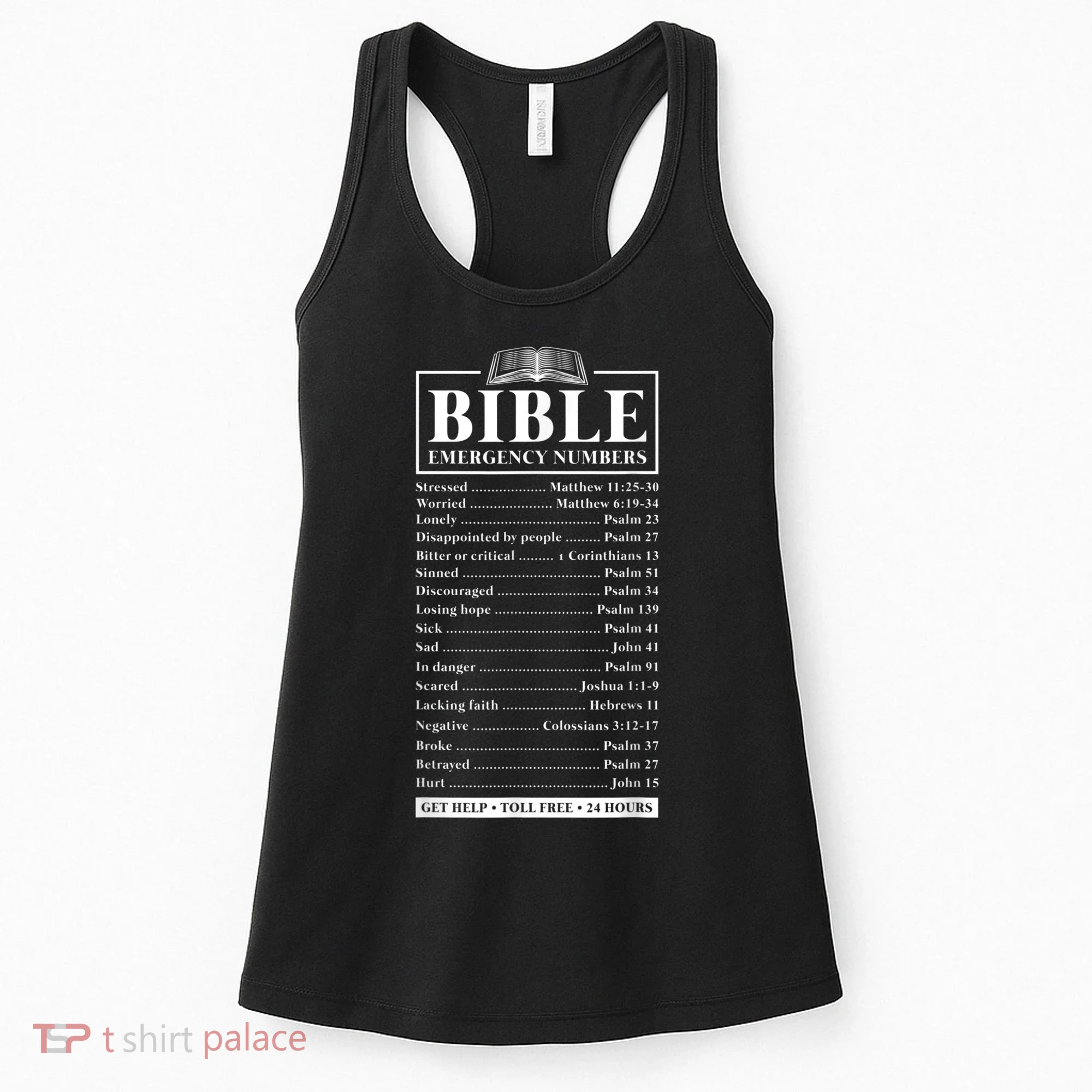 Bible Emergency Numbers Hotline Christian Verses Scriptures Women's Tank Top
