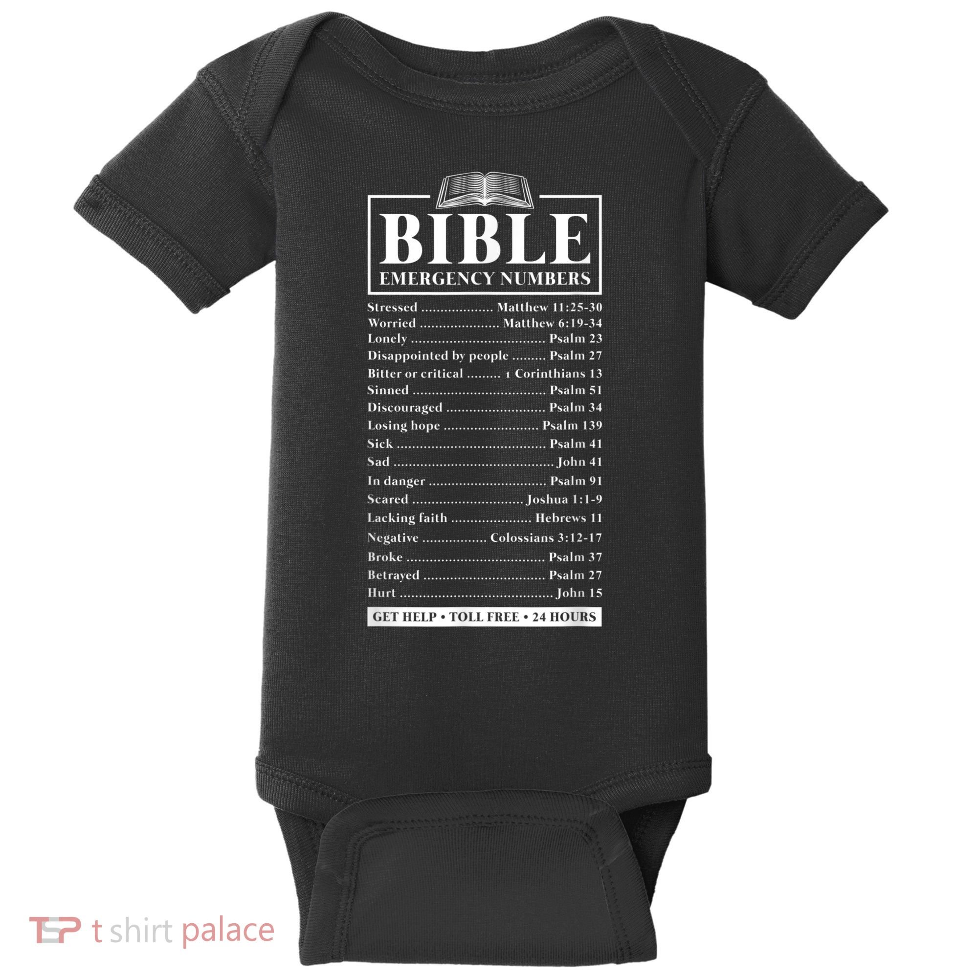 Bible Emergency Numbers Hotline Christian Verses Scriptures Baby Bodysuit