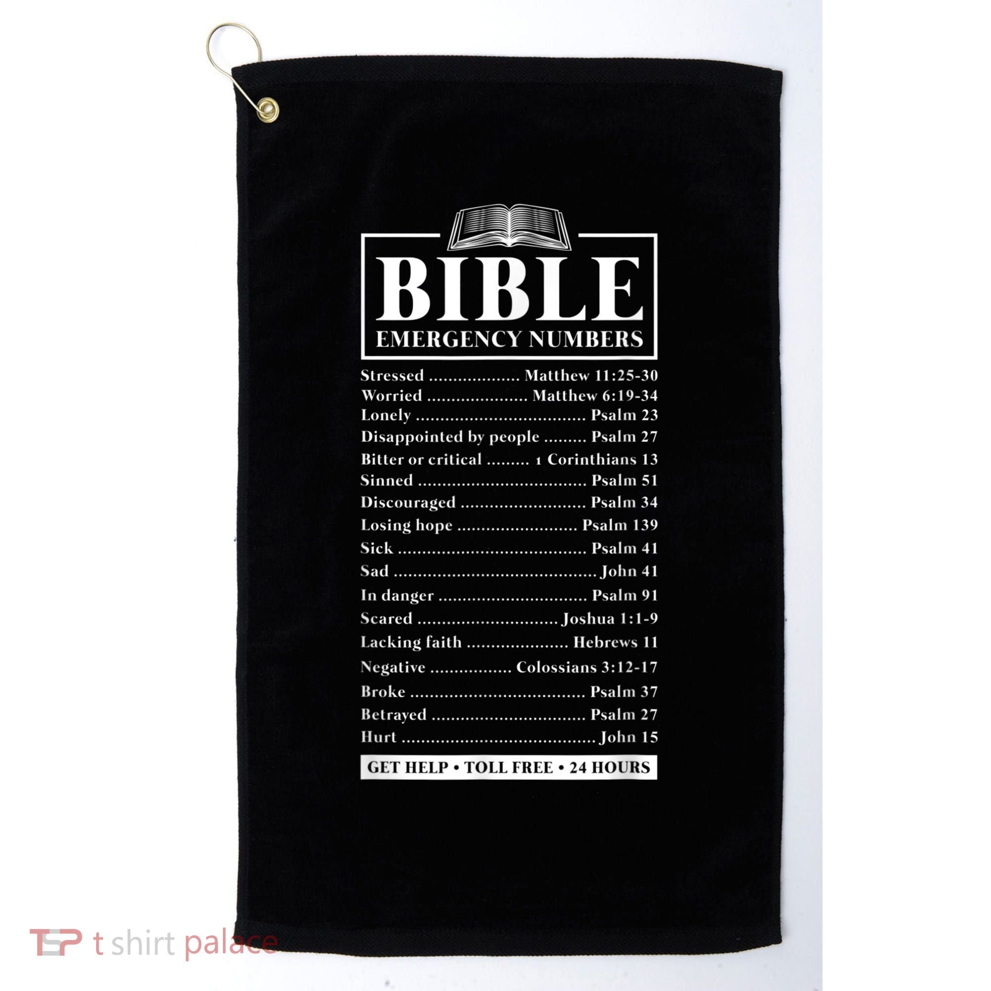 Bible Emergency Numbers Hotline Christian Verses Scriptures Golf Towel