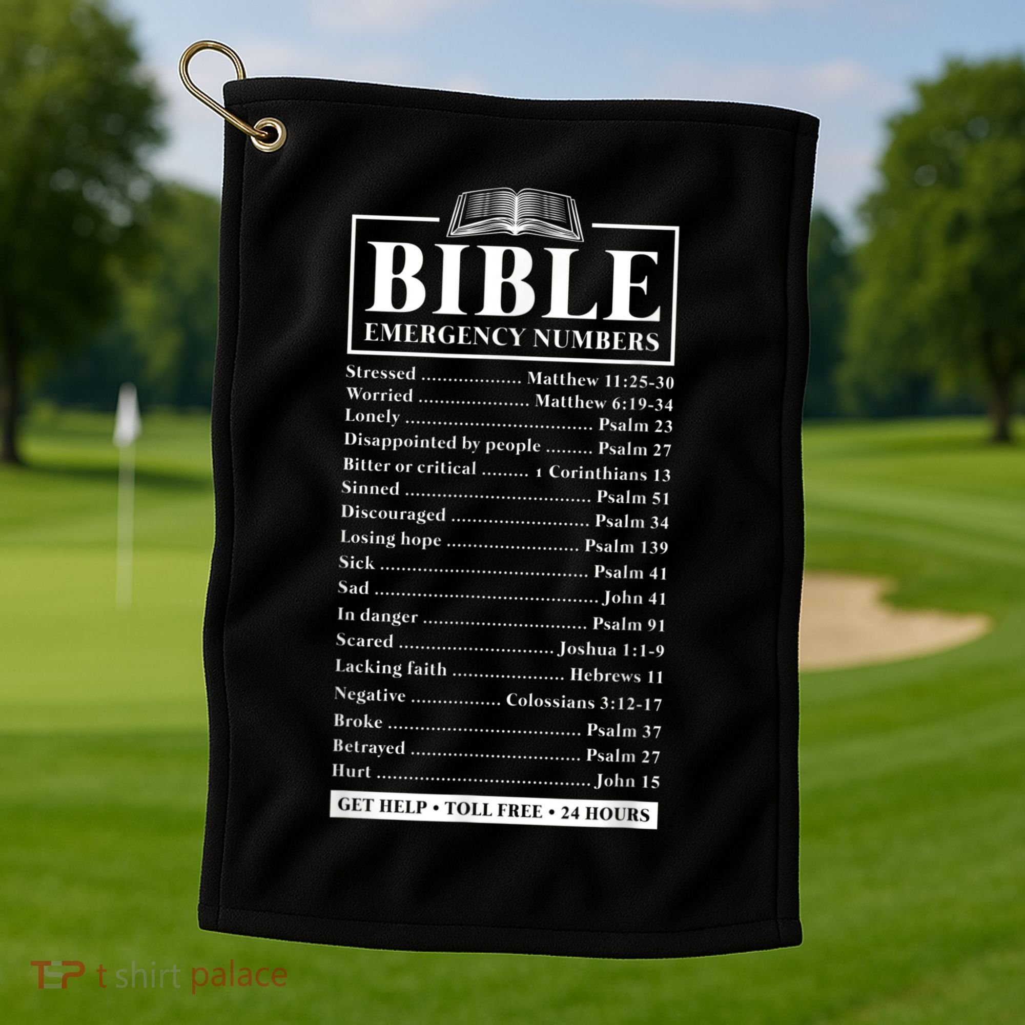 Bible Emergency Numbers Hotline Christian Verses Scriptures Golf Towel
