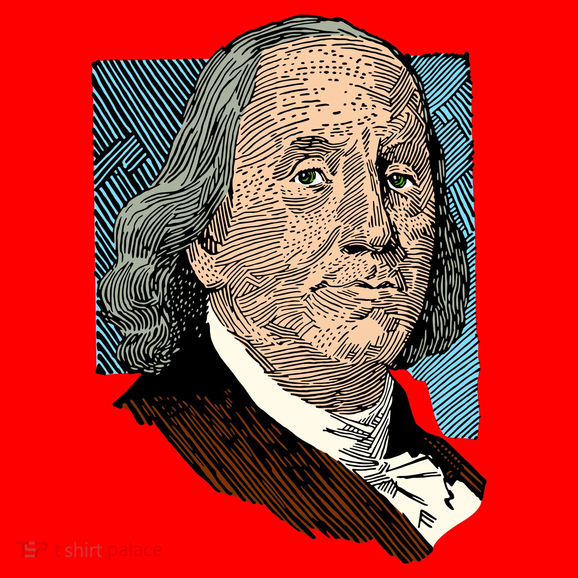 Benjamin Franklin Portrait Santa Hat