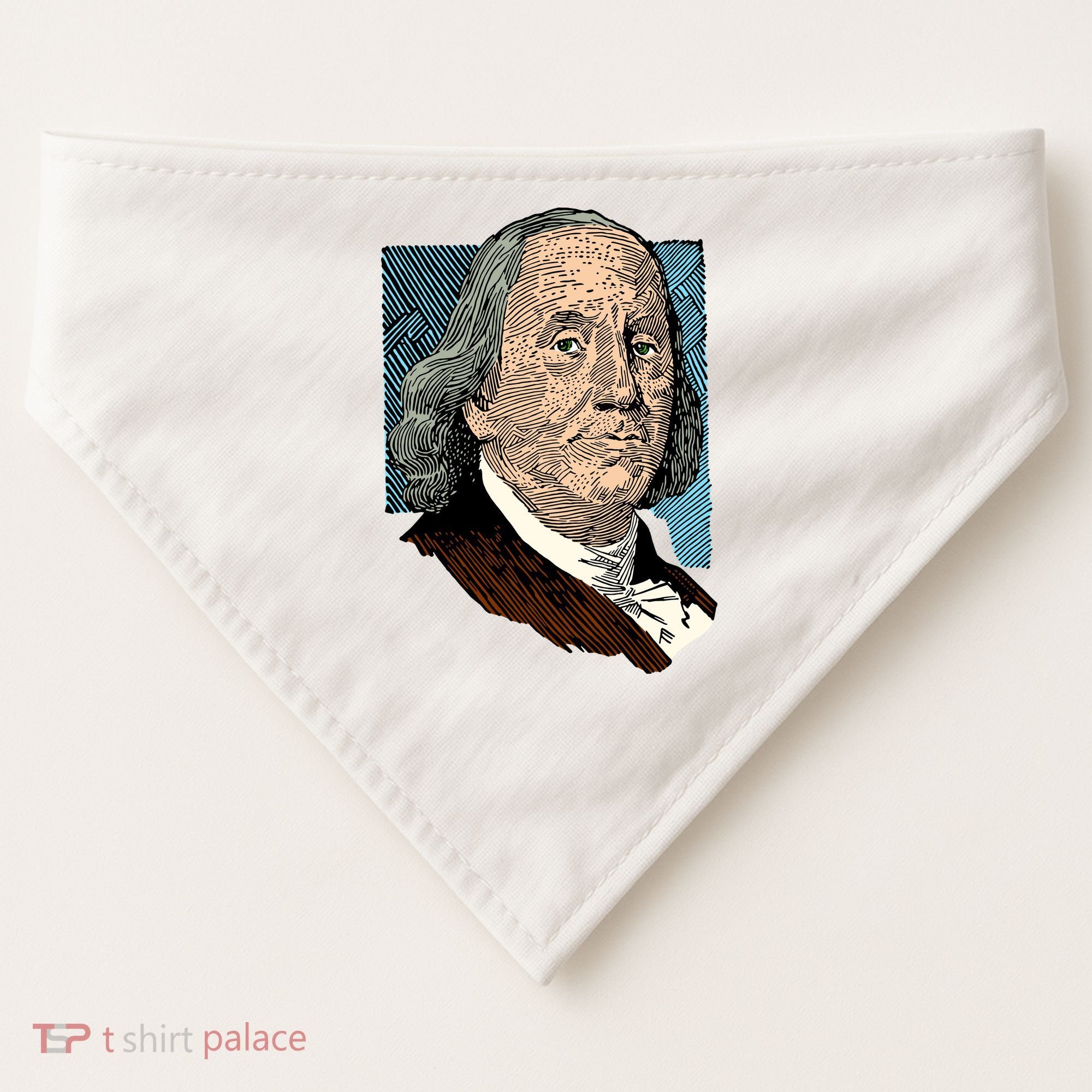 Benjamin Franklin Portrait USA-Made Doggie Bandana