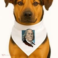Benjamin Franklin Portrait USA-Made Doggie Bandana thumb 1