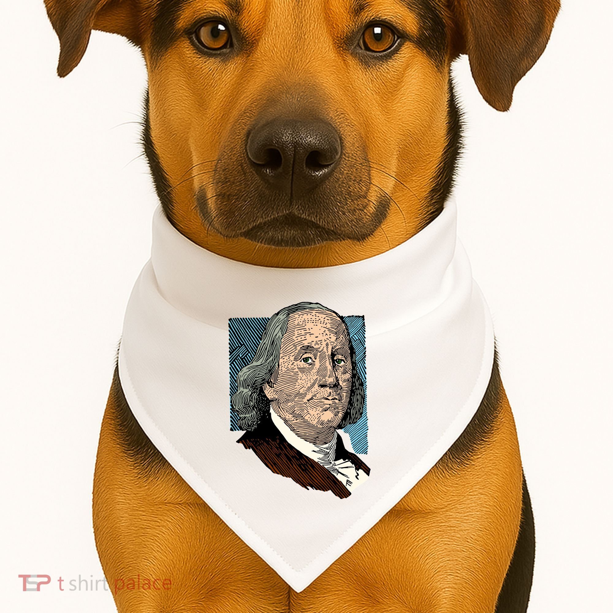 Benjamin Franklin Portrait USA-Made Doggie Bandana