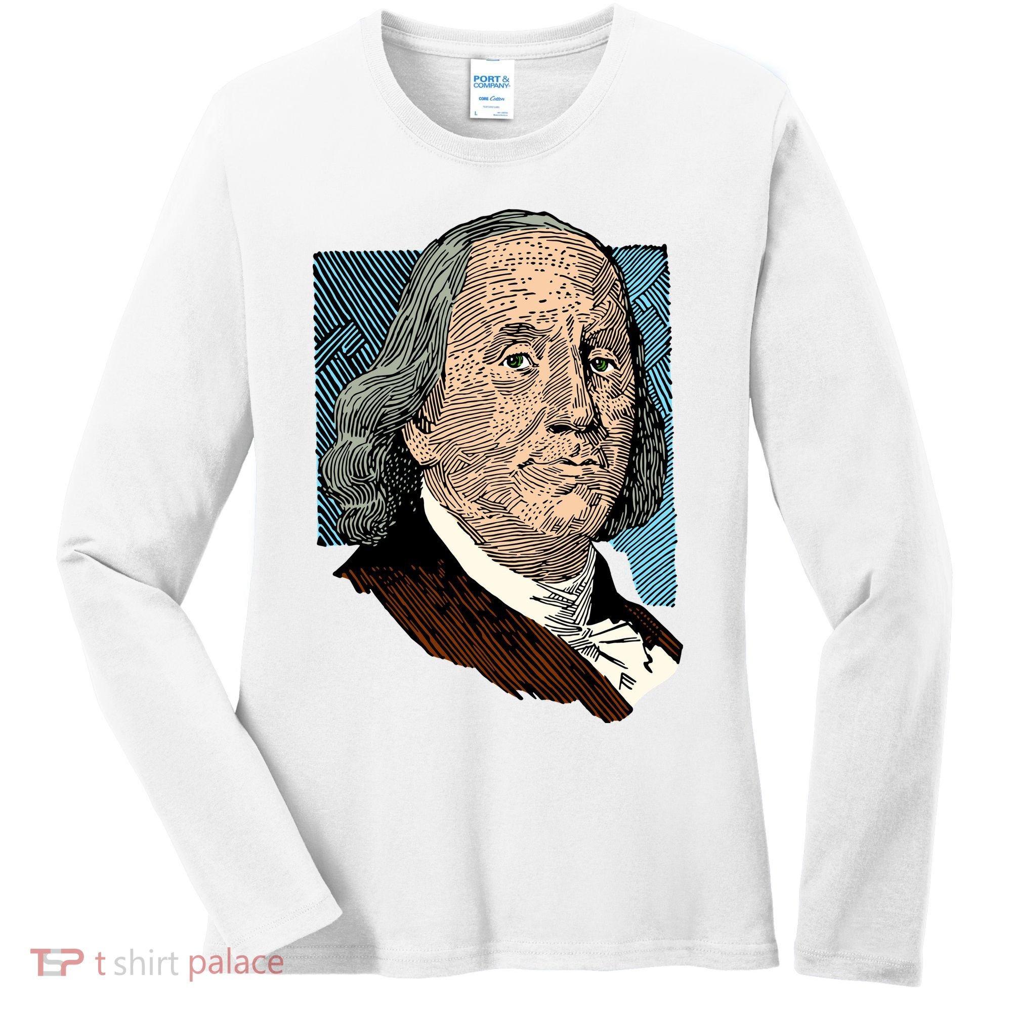 Benjamin Franklin Portrait Women's Long Sleeve Shirt