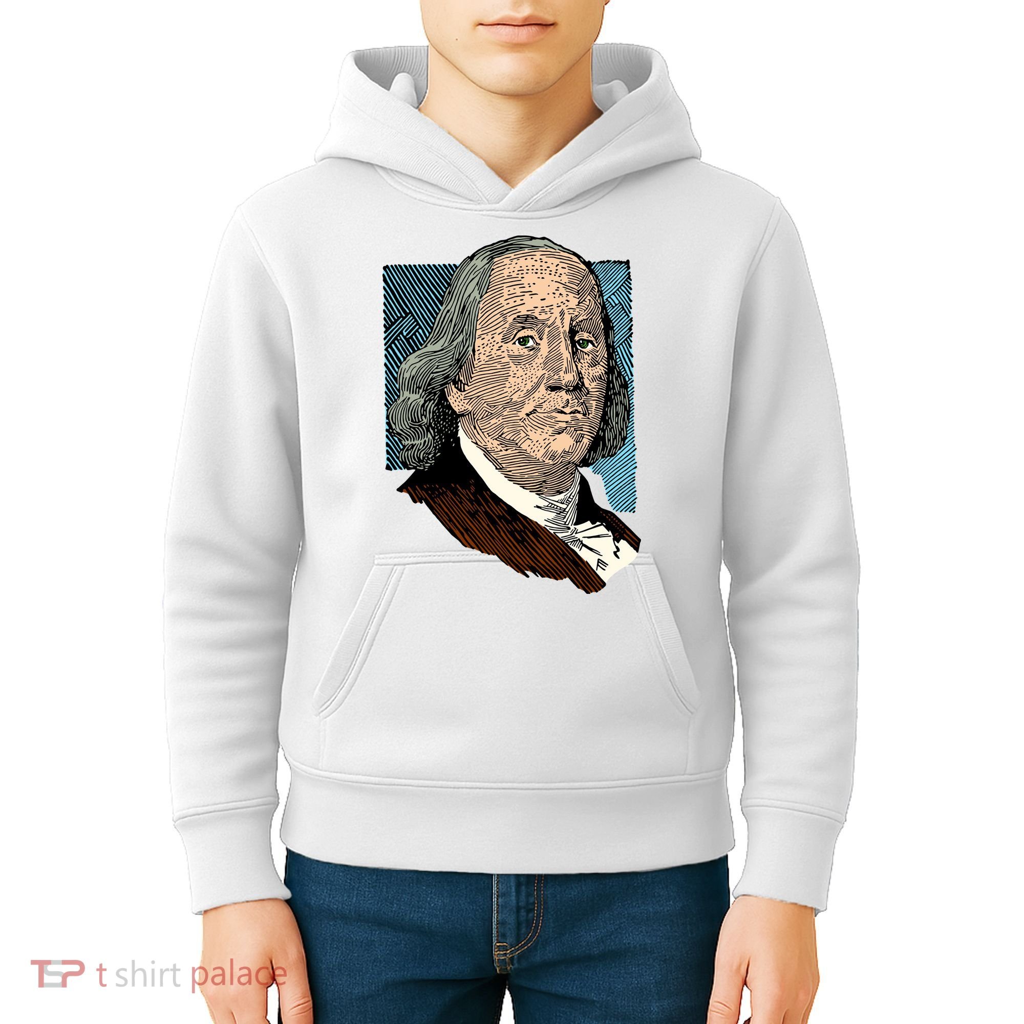 Benjamin Franklin Portrait Kids Hoodie