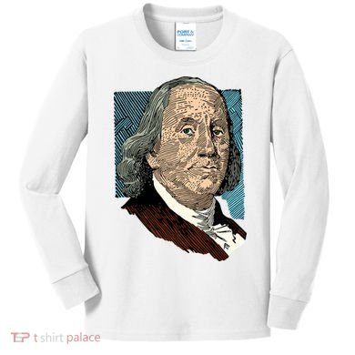 Benjamin Franklin Portrait Kids Long Sleeve Shirt