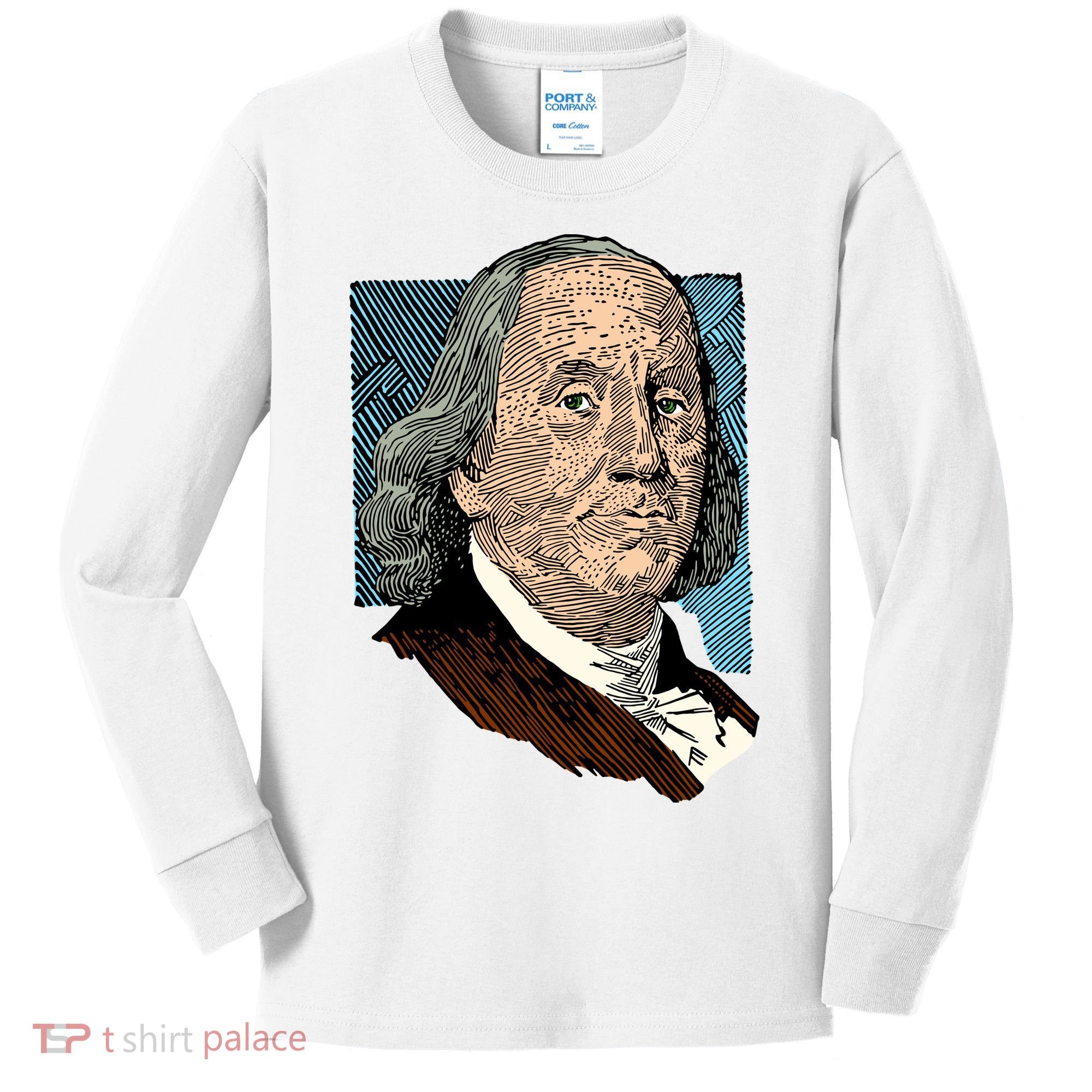 Benjamin Franklin Portrait Kids Long Sleeve Shirt