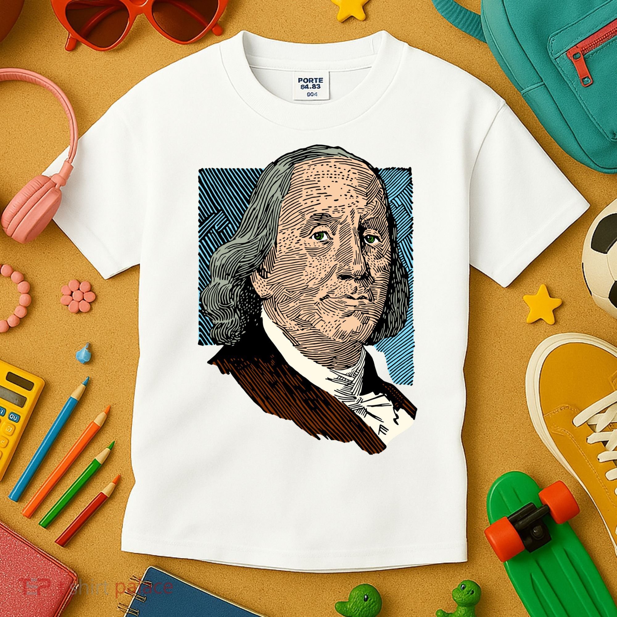 Benjamin Franklin Portrait Kids T-Shirt