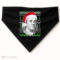 Benjamin Franklin Ugly Christmas Sweater USA-Made Doggie Bandana thumb 0