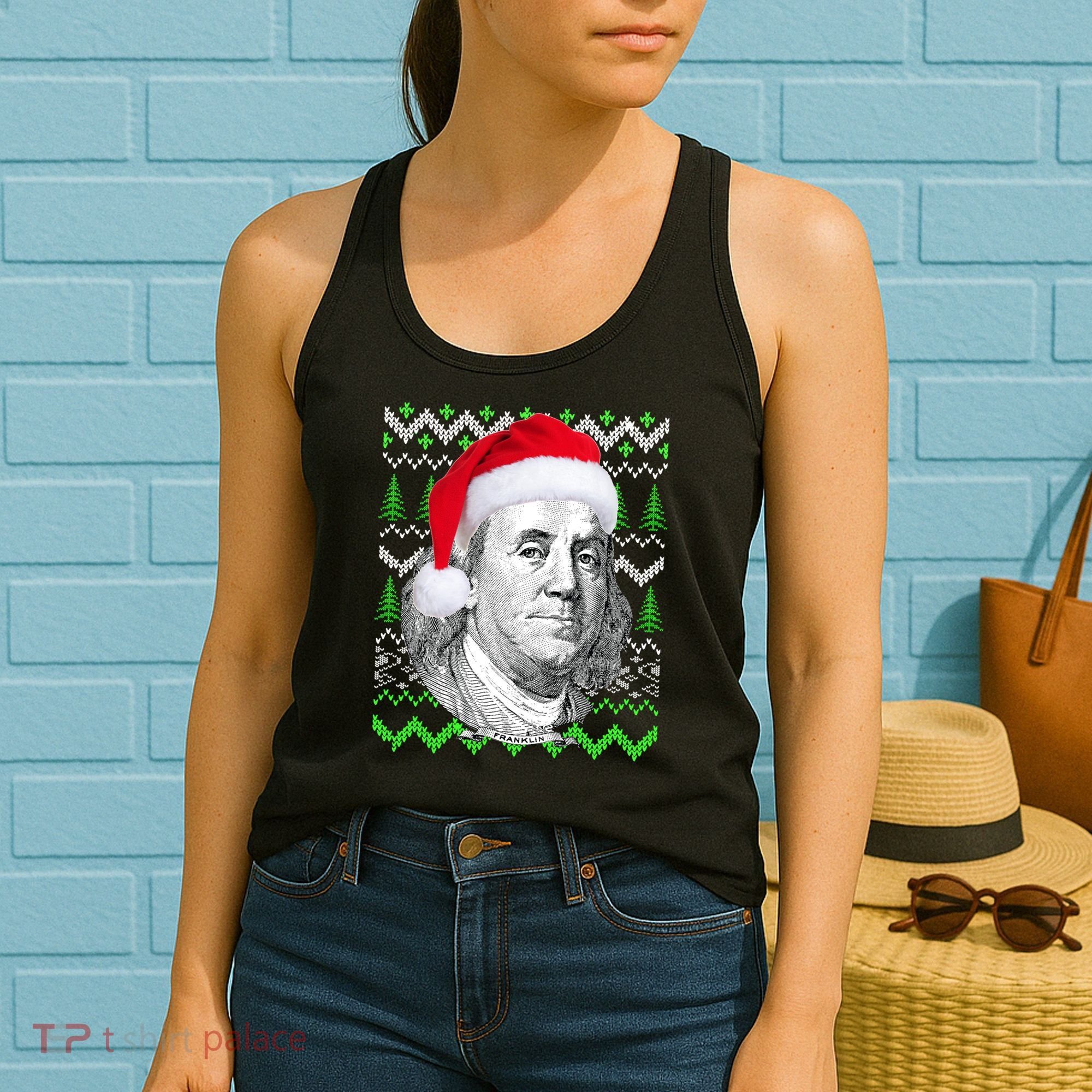 Benjamin Franklin Ugly Christmas Sweater Women's Tank Top