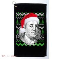 Benjamin Franklin Ugly Christmas Sweater Golf Towel thumb 0