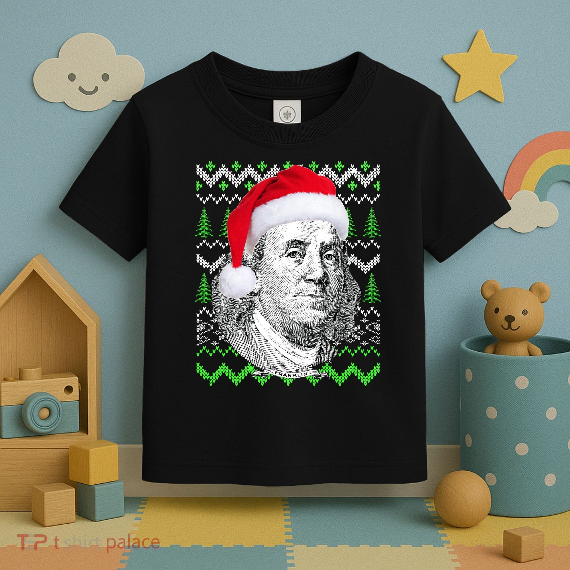 Benjamin Franklin Ugly Christmas Sweater Toddler T-Shirt
