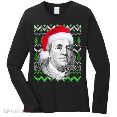 Benjamin Franklin Ugly Christmas Sweater Women's Long Sleeve Shirt