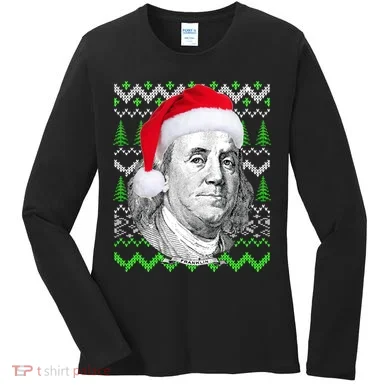 Benjamin Franklin Ugly Christmas Sweater Women's Long Sleeve Shirt