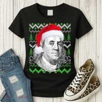 Benjamin Franklin Ugly Christmas Sweater Women's T-Shirt thumb 3