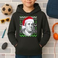 Benjamin Franklin Ugly Christmas Sweater Kids Hoodie thumb 2