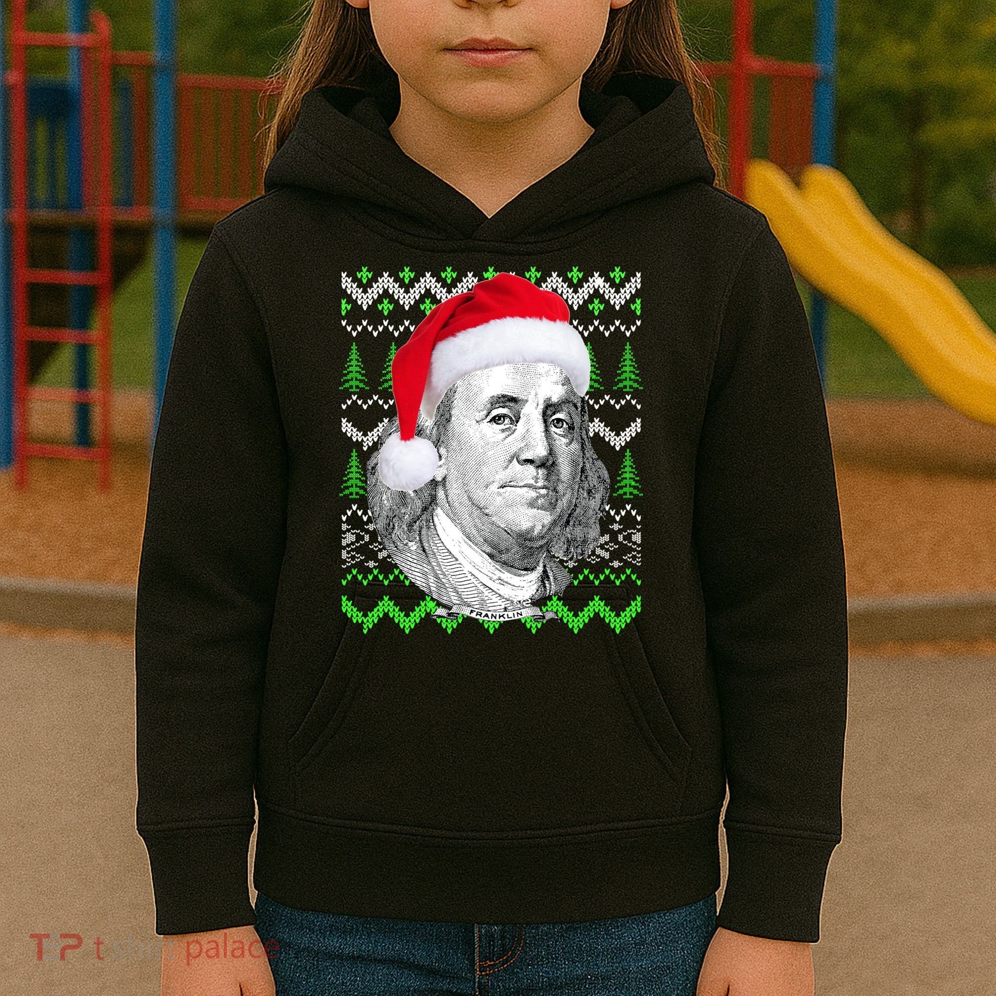 Benjamin Franklin Ugly Christmas Sweater Kids Hoodie
