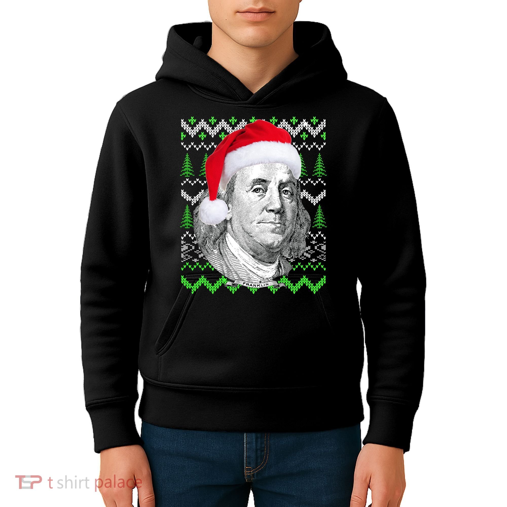 Benjamin Franklin Ugly Christmas Sweater Kids Hoodie
