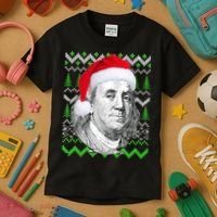 Benjamin Franklin Ugly Christmas Sweater Kids T-Shirt thumb 3