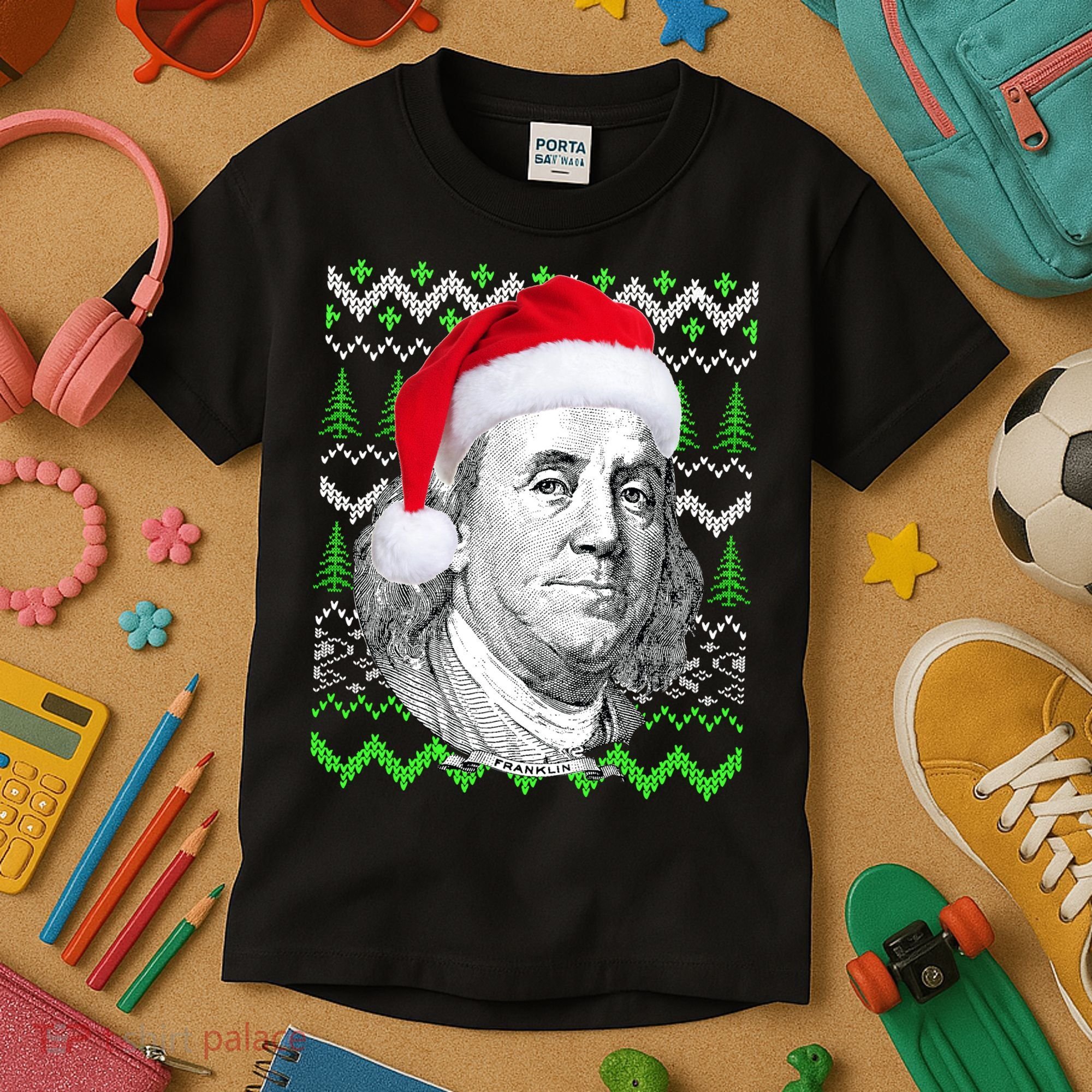 Benjamin Franklin Ugly Christmas Sweater Kids T-Shirt