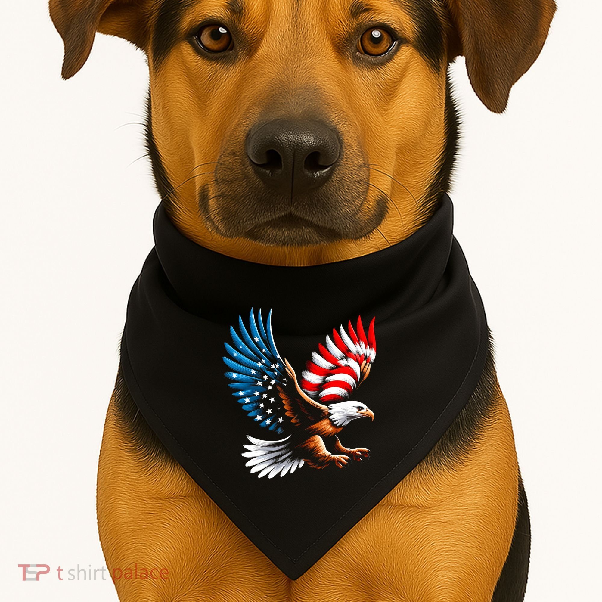 Bald Eagle & Patriotic American Flag 4th Of July USA-Made Doggie Bandana