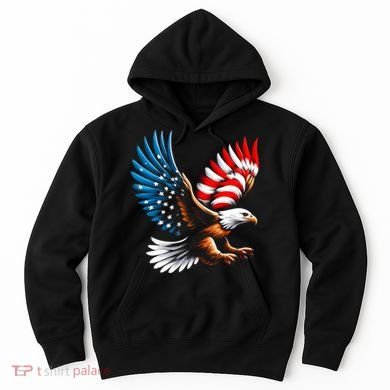 Bald Eagle & Patriotic American Flag 4th Of July Hoodie